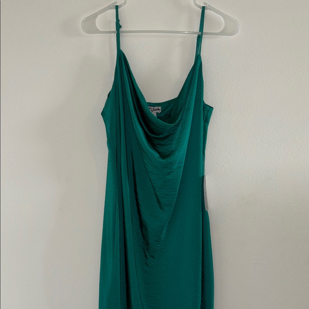 J for Justify Teal Cowl Neck Mini Slip Dress